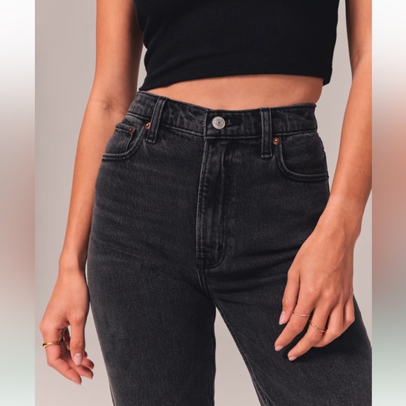 Abercrombie & Fitch Ultra High Rise 90s Straight Black Jean 27/4R - Picture 8 of 13